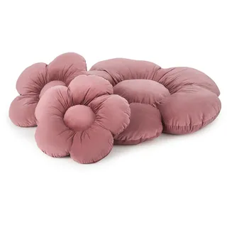 OLIFANT TOYS Flower Set Große Blumenboden Kissen, Plüsch bequemen Sitzkissen, Für Schlafzimmer Wohnzimmer Kinderzimmer, einzigartige Deko, weiche Kuschelkissen, Velours, Rosa, 55 cm 98 cm