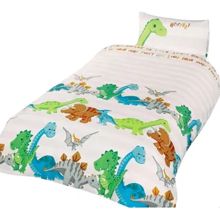 Rapport - Bettwäsche-Set, Dinosaurier AG2120 (Einzelbett) (Weiß/Grau/Grün) - Weiß