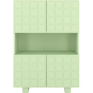CUBO HIGH Kommode 3D mit dekoriert Front / 4 Türen / 85 x 120 cm / Grün - Grün