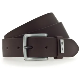 Ledergürtel MUSTANG "Wayne", Herren, Gr. 110, braun (dunkelbraun), Rindsleder, unifarben, Gürtel Ledergürtel, mit benieteter Schlaufe, unifarben, im Casual-Design