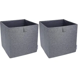 BIGSO Würfelbox für das Regal oder den Schrank – große Aufbewahrungsbox für Kleidung, Spielsachen, Bürobedarf usw. – Faltbare Regalbox aus Polyester und Karton – grau (Packung mit 2)