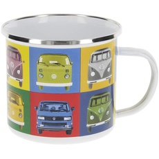 Bild VW Collection - Volkswagen Große Emaille Kaffee-Tee-Tasse-Becher-Haferl für Camping & Outdoor T1-T3 Bus (500 ml/Multicolor/Bunt)