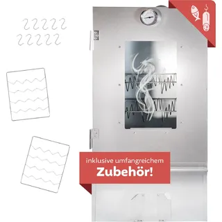 Räucherofen mit umfangreichem Zubehör, Räucherschrank mit 3 Etagen - Silber