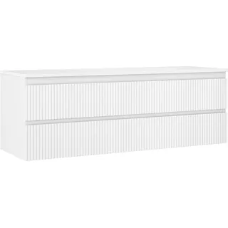 Mexen Rivel Badezimmerschrank für Waschbecken 140 cm mit Arbeitsplatte, 2 Schubladen, gerillt, Weiß Matt - 91A20-14047-2-BFFC01 - Weiß