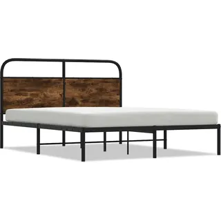 vidaXL Bettgestell ohne Matratze 120x200 cm Räuchereiche Holzwerkstoff - Braun
