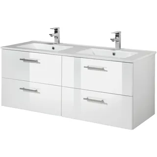 welltime Doppelwaschtisch »Trento, verschiedene Ausführungen und Farben« Badmöbel in Breite 120 cm, 2 Doppel-Waschbecken zur Auswahl, weiß