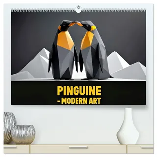 PINGUINE - modern Art (hochwertiger Premium Wandkalender 2026 DIN A2 quer), Kunstdruck in Hochglanz: Kunstvoll durch das Jahr! (CALVENDO Tiere)