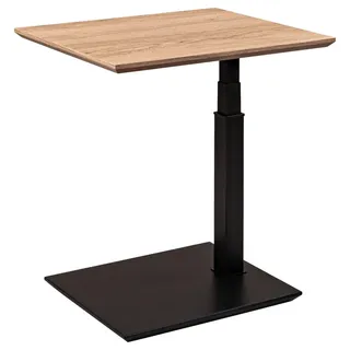Novel Beistelltisch , Anthrazit, Wildeiche , Metall, Holzwerkstoff, Holz , Wildeiche , furniert , rechteckig , Säule, Bodenplatte , 47x47-65x55 cm , höhenverstellbar , Wohnzimmer, Wohnzimmertische, Beistelltische, Beistelltische Metall