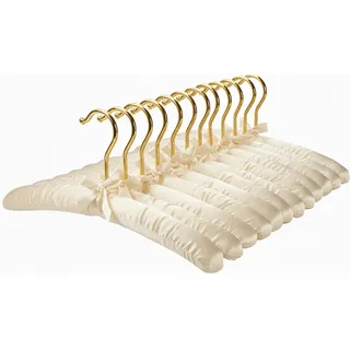 Gepolsterte Kleiderbügel für Damenbekleidung, rutschfeste Stoffbügel für Pullover, Kleider und Mäntel, auch als Hochzeits- und Brautbügel geeignet, Elfenbein, 12er-Set