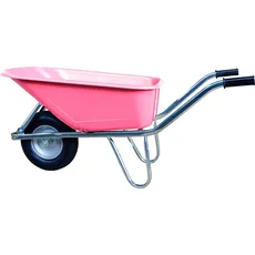 Schiebetruhe Gartenbau 100 ltr. PP-Mulde Rosa, Luftrad m.Stahlfelge u.Kugellager