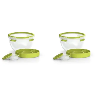 Emsa 518097 Clip & Go Salatbox | 1,0 L | Mit Einsätzen für Toppings und Dressing | To Go | 100% dicht | Frische Dichtung (Packung mit 2)