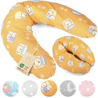Baby's Stillkissen Seitenschläferkissen XXL - Lagerungskissen Baby | OekoTex zertifiziertes Stillkissen mit Bezug - 190cm großes Schwangerschaftskissen für Baby & Erwachsene - 100% Bio-Baumwolle