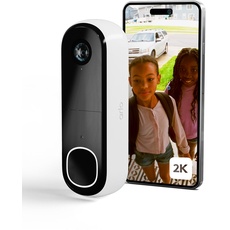 Arlo 2K HD Video Türklingel Mit Kamera Kabellos, WLAN Doorbell, Bewegungsmelder, 2-Wege-Audio, Ring Sirene, Haustür Nachtsicht, Smart Home, Alexa Kompatibel Secure Plan Testzeitraum, Weiß