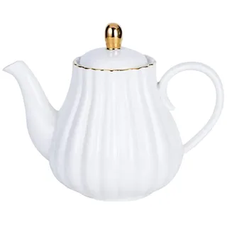 Eplze Strength Porzellan-Kaffeekanne, Keramik-Teekanne, Streifen-Design, Weiß