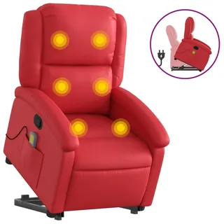 Massagesessel mit Aufstehhilfe Rot Kunstleder - Rot