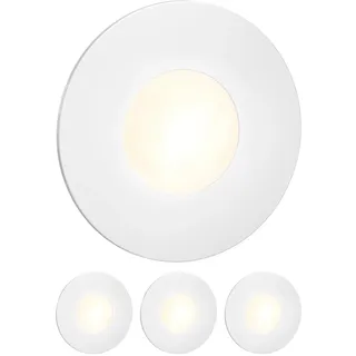 ledscom.de 4 Stück LED Treppenlicht/Wandeinbauleuchte FEX für innen und außen, rund, 85mm Ø, warmweiß