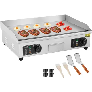 Vevor Kommerzieller Elektrogrill Grillplatte, 4000 W, flache Griddleplatte für die Arbeitsplatte, einstellbare Temperatur von 50 bis 300 °C, Grillplatte 663 x 475 mm, mit Schaufeln, Bürsten