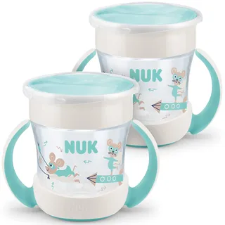 NUK Mini Magic Cup Trinklernbecher | auslaufsicherer 360°-Trinkrand | ab 6 Monaten | praktische Griffe | BPA-frei | 160 ml | neutral | 2 Stück