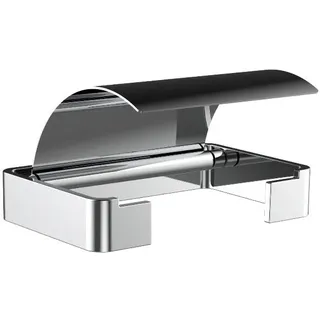 EMCO LOFT Papierhalter, eleganter Toilettenpapierhalter zur Wandmontage aus Aluminium, hochwertige Toilettenpapierspender Chrom Mit Deckel