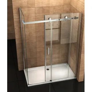 Aloni Eckdusche 90x120, Teilrahmenkonstruktion, Glaswand & magnetische Schiebetür aus ESG-Sicherheitsglas, bodengleich oder mit Duschwanne montierbar