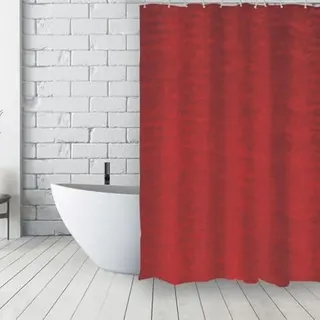 MSV Duschvorhang aus Polyester, 180 x 200 cm, Marianne, Rot, 200 x 180 cm
