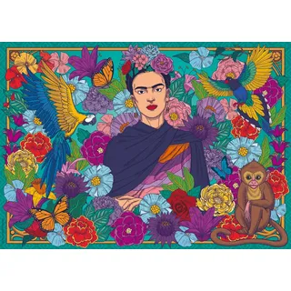 Ravensburger Puzzle 12001475 - Frida Kahlo's Paradise: Parrot, Monkey and Blooms - 1000 Teile Puzzle für Kunstfreunde und Frida Kahlo Fans ab 14 Jahren