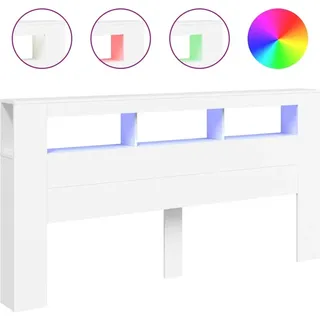vidaXL LED-Kopfteil Weiß 200x18,5x103,5 cm Holzwerkstoff - Weiß