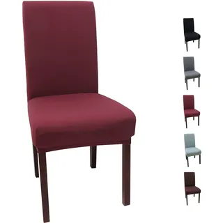 YUNSHANGHE Universal Stretch Stuhlhussen 6er Set, Abnehmbare Elastische Moderne Beschützer Stuhlbezug, Esszimmer überzug Bi-Elastic Spannbezug, Stuhlüberzüge für Bankett Hochzeit Partys Deko (Rot)