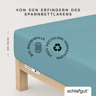 schlafgut Spannbettlaken Jersey 90 x 200 - 140 x 200 - 180 x 200 cm petrol