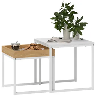 Homcom Beistelltisch Weiß Metall 45 x 45 x 45 cm