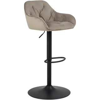 Barhocker , Beige , Textil , Füllung: Polyurethan (Pur) , zylindrisch, Bodenplatte , 52x109x52 cm , Sitzfläche 360° drehbar , Esszimmer, Stühle, Hocker