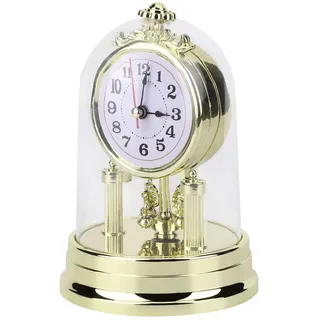 ZJchao Vintage-Uhr, Antike Uhr Im Europäischen Stil, Leise Schreibtischuhr, Tischuhren für Wohnzimmer, Kaminuhr, Retro-Wecker für Schlafzimmer, Wohnzimmer, Innendekoration (GOLD)