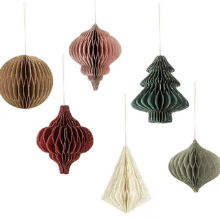 6 Stück Weihnachten Deko, 3D Papier-Waben-Party-Dekorationen, Mini Glitter Weihnachten Hängende Ornamente, Honeycomb Bälle Weihnachtsdeko für Weihnachtsbaum, Wand und Decke
