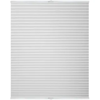 Lichtblick Plissee Blickdicht ohne Bohren Weiß 50 cm x 130 cm (B x L) | Plissee Klemmfix, verspannt, lichtdurchlässig, Uni, mit eleganter Crushed Optik, Montage ohne Bohren, Mit Lichtfilter