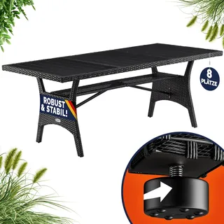 CASARIA Gartentisch 190 x 90 x 75 cm Schwarz