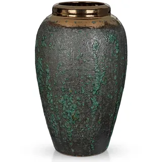 Rustikale Keramikvase Handgemachte im Landhausstil Vintage Keramikvase aus Terrakotta Tischvase aus Keramik für Zuhause, Büro, Wohnzimmer, Tisch, Regal oder Kaminsims, Hohe 21cm
