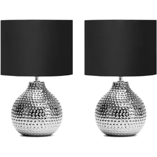 KONSIMO 2er Set elegante Tischlampen "NIPER", Silber, Keramik - Silber