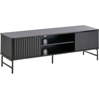BELIANI TV-Ständer Schwarz MDF 140 x 40 cm Stauraum Regal Sideboard Kabelmanagement Modern - Schwarz
