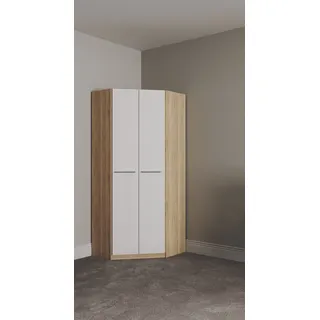 Priess Eckschrank Barcelona 78 x 193 x 78 cm Weiß/Braun