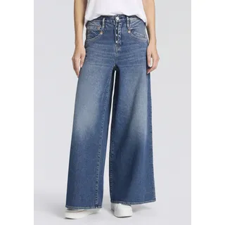 5-Pocket-Jeans HERRLICHER "Shyra Palazzo Denim", Damen, Gr. 28, Länge 34, iconic, Denim/Jeans, Obermaterial: 99% Baumwolle, 1% Elasthan, weit lang, Jeans 5-Pocket-Jeans, mit besonders weitem Bein