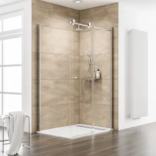 Schulte MasterClass Eckdusche mit Schiebetür rechts 120 x 200 cm silber transparent