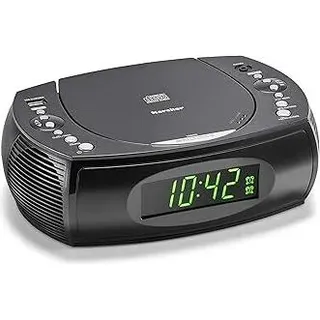 Karcher UR 1308 - Radiowecker mit CD-Player und Radio (UKW), Wecker mit zwei einstellbaren Weckzeiten, Sleep Timer, dimmbares Display, Uhrenradio, USB-Ladefunktion, schwarzes - Schwarz