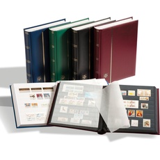 Leuchtturm 310289 Briefmarken-Sammelalbum Comfort - DIN A4, 64 Seiten, Pergaminstreifen, wattierter Einband - schwarz
