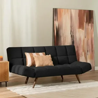 Bronx71 Schlafsofa 1,5-Sitzer Timo Samt schwarz - Schwarz