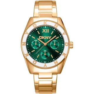 Dkny Chambers Multi Sport 36 Mm Damenuhr - Yellow Gold / Bottle Green / Mineral - One Size