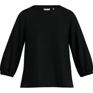 Sweatshirt COMMA, Damen, Gr. 34, schwarz (grau, schwarz), Sweatware, Obermaterial: 49% Polyester, 45% Viskose, 6% Elasthan, unifarben, hüftlang, Rundhals, elastischer Bund, Sweatshirts Sweatshirt, Boxy Passform, Rundhals