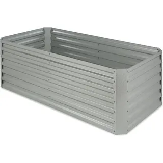 Blumfeldt Hochbeet aus Metall, Wetterfestes Stahlblech-Hochbeet für Balkon & Garten, Rostfreies Hochbeet, Freistehende Hochbeete 180x60x90 cm, 970 L Pflanzkübel Groß für Blumen, Obst, Gemüse - Silber