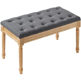 VEVOR Polsterbank Schminktisch 80 x 40 x 48 cm, Rechteckige Schminkbank, Beinen aus Gummibaumholz, Bettbank, Flurbank, Hockerbank Eingangsbank für Esszimmer, Wohnzimmer, Schlafzimmer, Flur, Grau