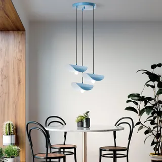 Opviq Elegant Light Blue Chandelier, Metal Body, 50 cm Diameter, Adjustable Height 75-106 cm, 3 x E27 Socket, Perfect for Modern Spaces, Stylish & Functional