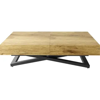 Couchtisch Höhenverstellbar und Ausziehbar Cavetta U - Wohnzimmertisch Esstisch Multifunktionstisch mit Schwarzem Metallgestell 120-200/80/27-76 cm Lancelot Eiche - Braun